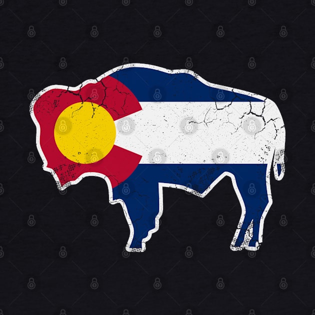 Colorado Flag Buffalo Bison Art by E